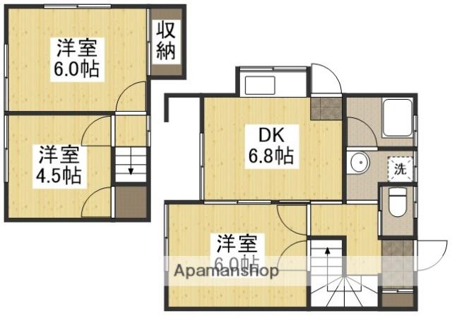 山陽本線 高島駅(岡山) 徒歩12分 2階建 築47年(3DK)の間取り写真