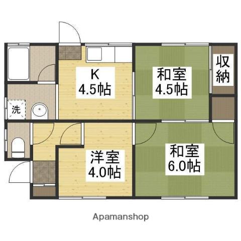 宇野線 備前西市駅 徒歩55分 1階建 築55年(3K)の間取り写真