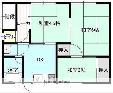 宇野線 備前西市駅 徒歩60分 1階建 築66年(3K)の間取り写真