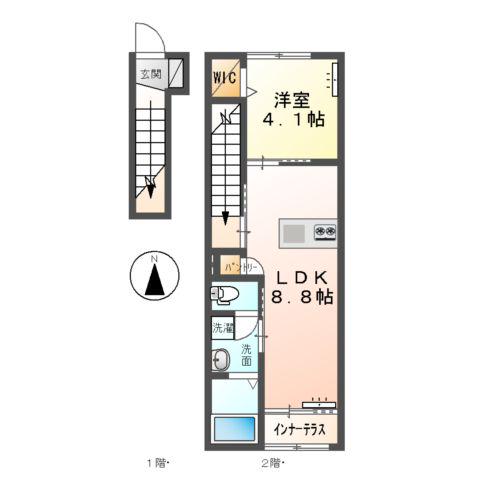 コスモス(1LDK/2階)の間取り写真