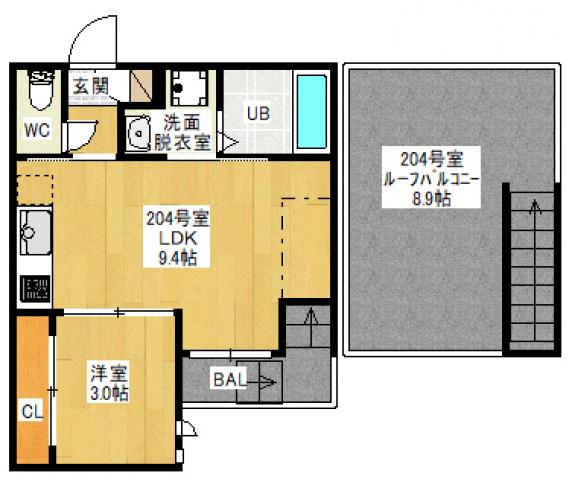 GRANDTIC KANON(1LDK/2階)の間取り写真