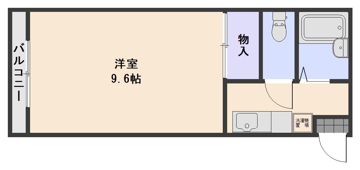 竹田レジデンスB(1K/4階)の間取り写真