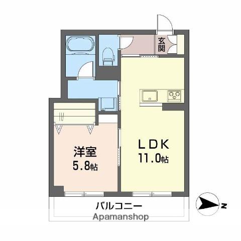 タン カルム(1LDK/2階)の間取り写真
