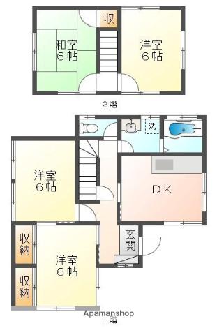 岡山電軌東山本線 東山・おかでんミュージアム駅駅 徒歩47分 2階建 築47年(4DK)の間取り写真