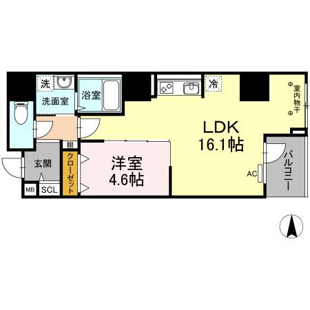 LA NEIGE中山下(1LDK/5階)の間取り写真