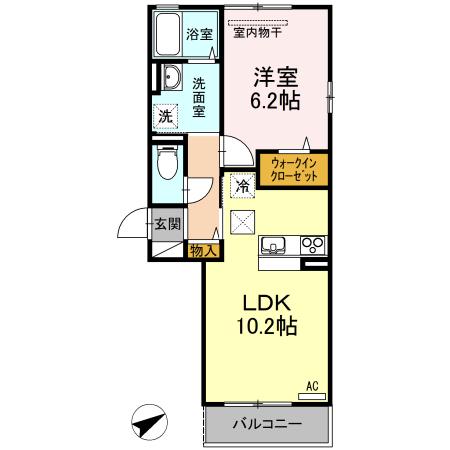 大供MOMO(1LDK/1階)の間取り写真