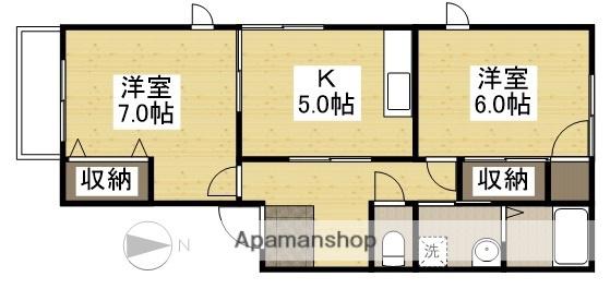コーポ岡﨑(2K/1階)の間取り写真
