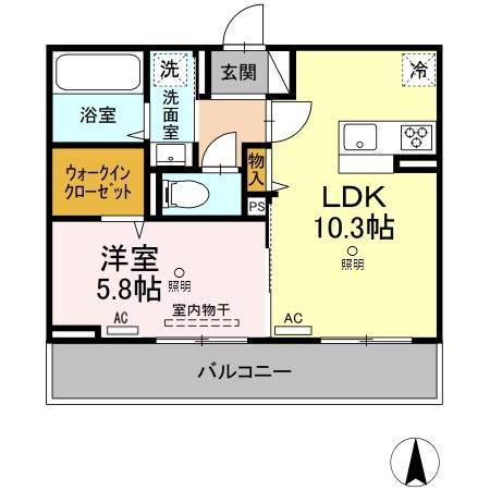 瀬戸内ハウジングⅤ(1LDK/3階)の間取り写真