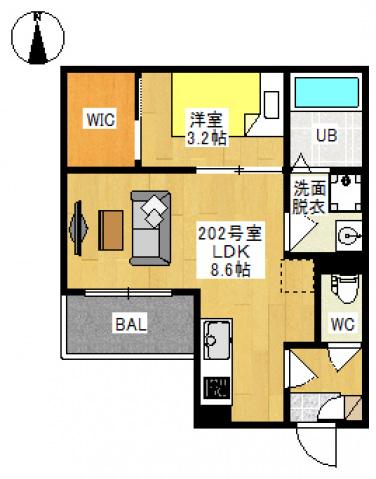 REGALEST 神田町Ⅳ(1LDK/2階)の間取り写真