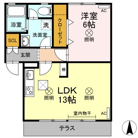 マルベリーM A棟(1LDK/1階)の間取り写真