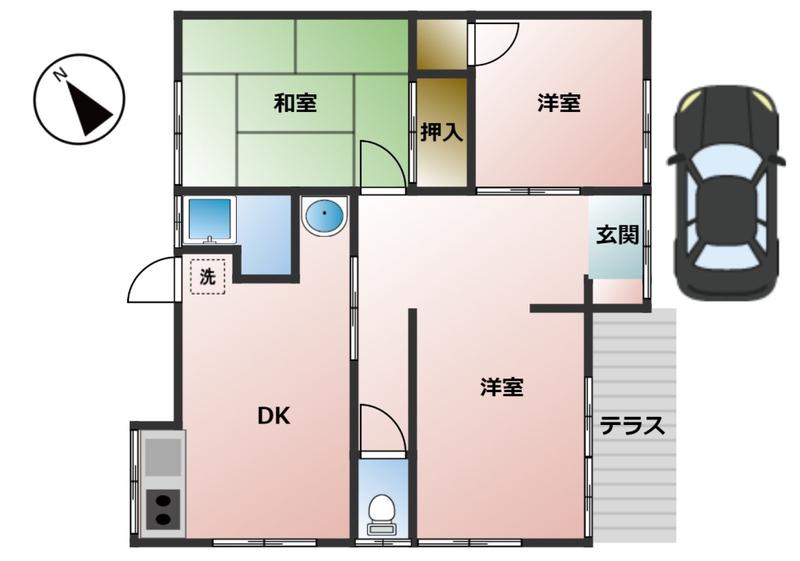 宇野線 備前西市駅 徒歩34分 1階建 築55年(3DK)の間取り写真