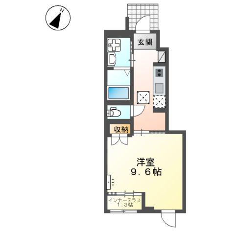 ナチュラル(1K/1階)の間取り写真