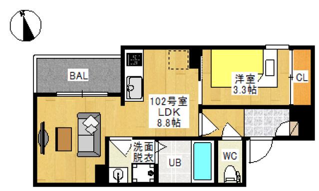REGALEST 十日市Ⅱ(1LDK/1階)の間取り写真