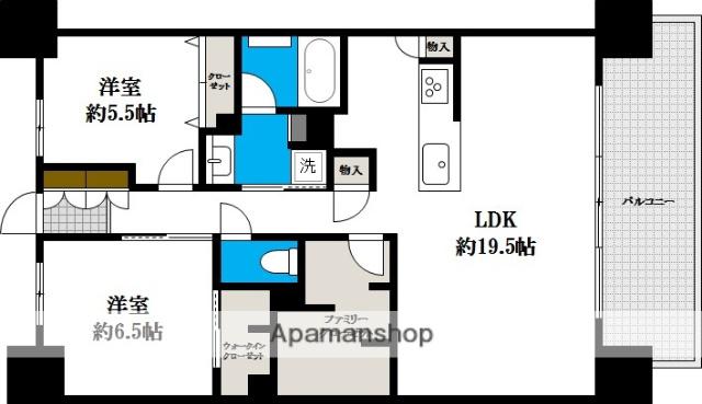 ポレスター岡山運動公園(2LDK/15階)の間取り写真