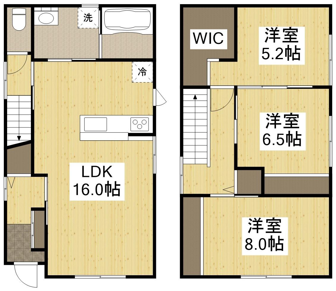 宇野線 備前西市駅 徒歩26分 2階建 新築(3LDK)の間取り写真