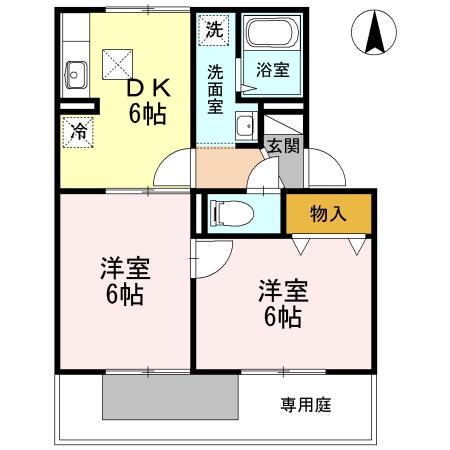 ウィルモア辰巳(2DK/2階)の間取り写真