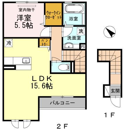 山陽本線 高島駅(岡山) 徒歩10分 2階建 築13年(1LDK/2階)の間取り写真