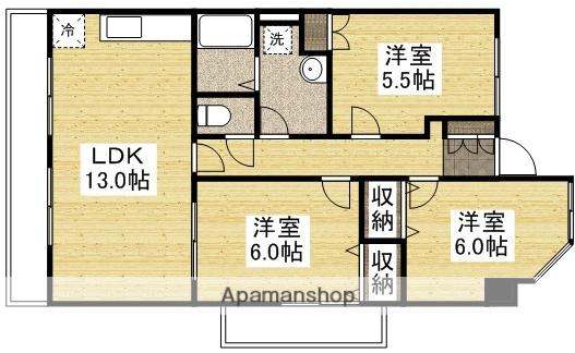クレール新屋敷(3LDK/4階)の間取り写真