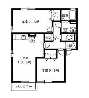グランシャリオ(2LDK/2階)の間取り写真
