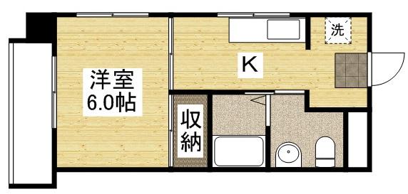 ラ・ジール東古松(1K/2階)の間取り写真