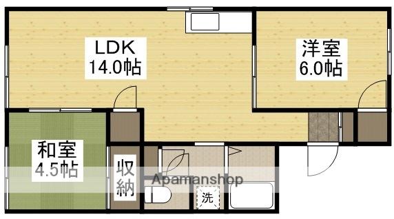 コーポラス中井B棟(2LDK/1階)の間取り写真
