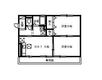 コスモス21(2DK/1階)の間取り写真
