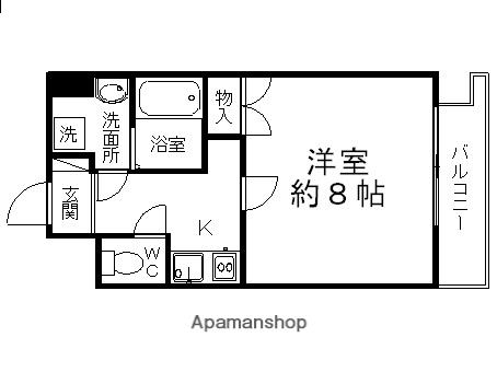 ルラシオン岡山奉還町(1K/6階)の間取り写真