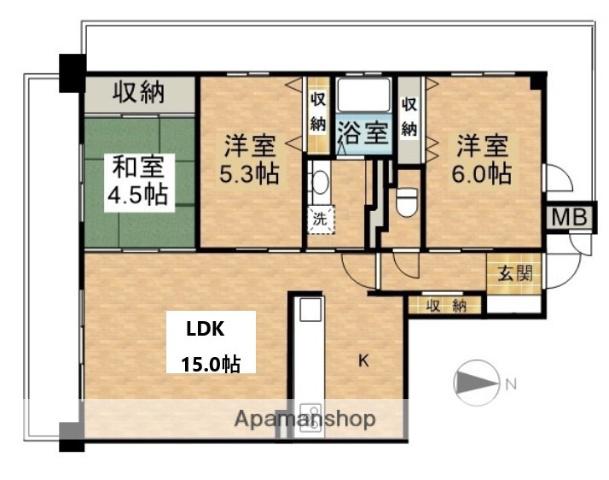 アルファライフ岡山駅南(3LDK/6階)の間取り写真