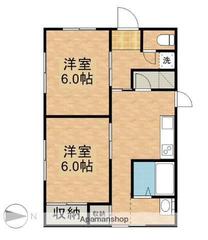 岡山電軌東山本線 東山・おかでんミュージアム駅駅 徒歩28分 1階建 築48年(2DK)の間取り写真