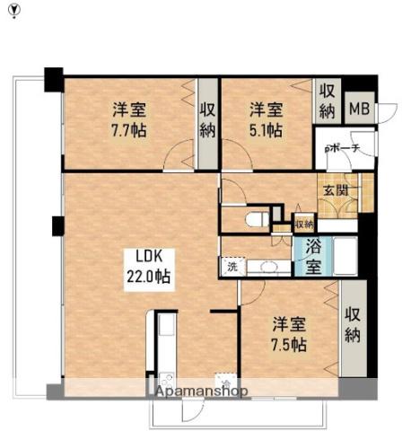 リビンコートプライム伊福町(3LDK/13階)の間取り写真