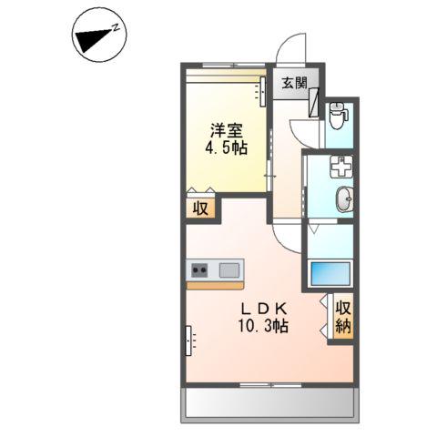 ルミナスハイムⅢ(1LDK/2階)の間取り写真