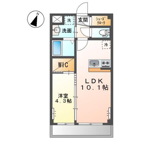 プラッツ・ユーⅦ(1LDK/2階)の間取り写真
