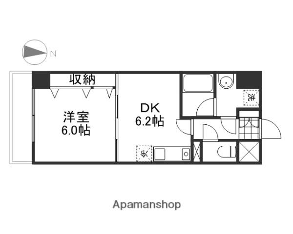 ハアラン表町(1DK/3階)の間取り写真