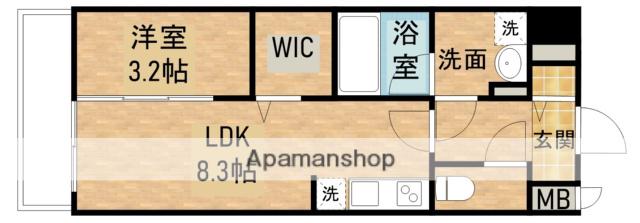 レジデンスカーブ南中央町(1LDK/7階)の間取り写真