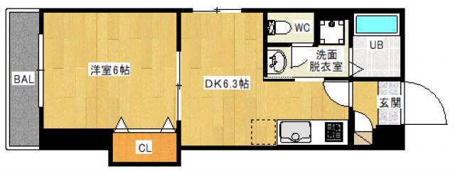 ホワイトグレース律奈(1DK/4階)の間取り写真
