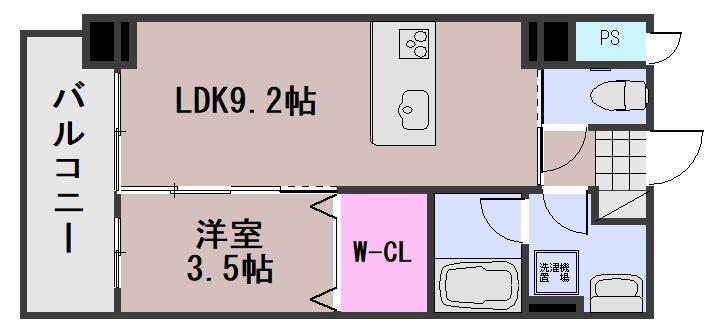 スカイガーデン春日町(1LDK/4階)の間取り写真