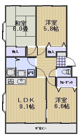 グレーシア福田(3LDK/2階)の間取り写真