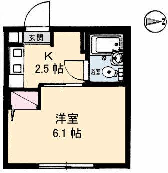 パークハイムふくい(1K/1階)の間取り写真