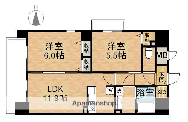 セントラルアヴェニュー田町(2LDK/11階)の間取り写真