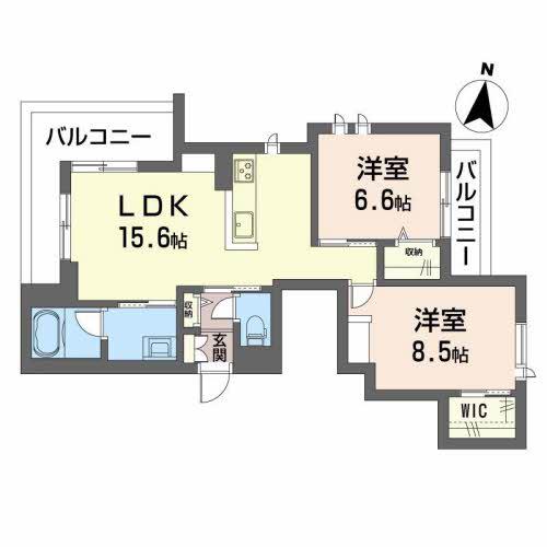 ピュアシャルム(2LDK/2階)の間取り写真