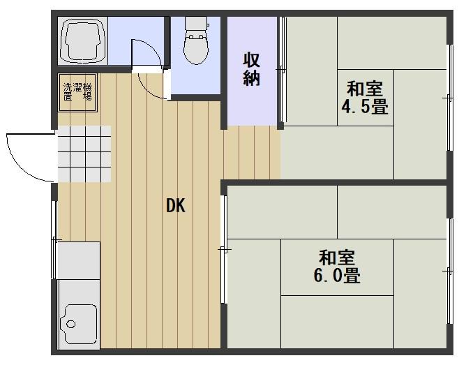 京山小坂コーポ(2DK/1階)の間取り写真