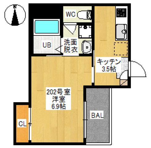 REGALEST 奥田中央Ⅰレガリスト オクダチュウオウ ワン(1K/2階)の間取り写真