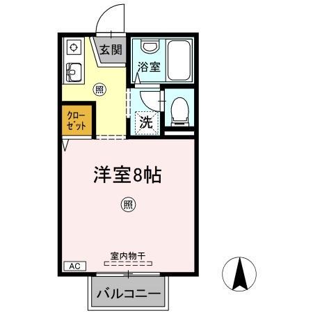 レジデンス高柳A棟(ワンルーム/2階)の間取り写真