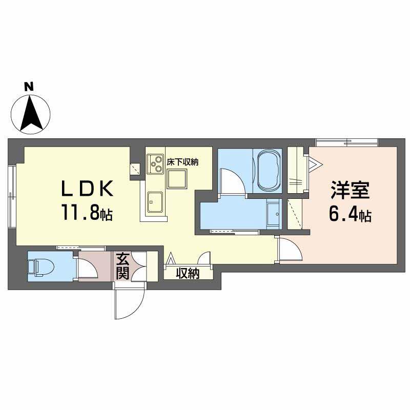 吉備線 備前三門駅 徒歩13分 3階建 築1年(1LDK/1階)の間取り写真