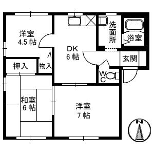 ヴィンテージB(3DK/1階)の間取り写真
