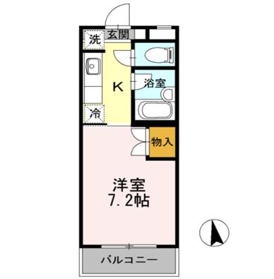 スイートピアFUJIA棟(1K/1階)の間取り写真
