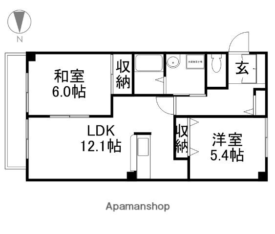 カンフォタブル(2LDK/3階)の間取り写真