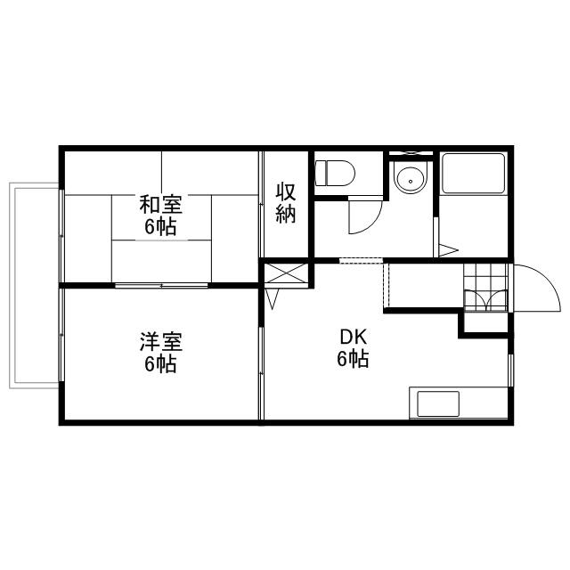 ヴィオラ平井A棟(2DK/1階)の間取り写真