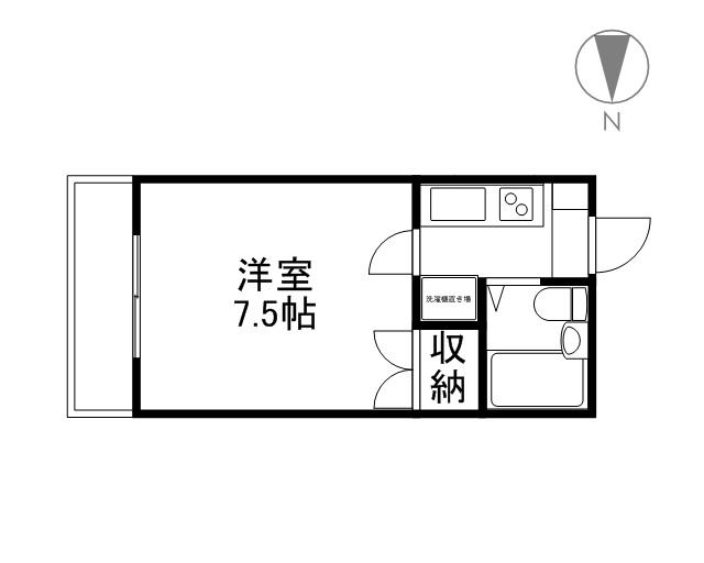 奥田西町ハイツ(1K/4階)の間取り写真