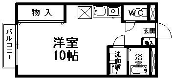 あんてぃーく(1K/1階)の間取り写真